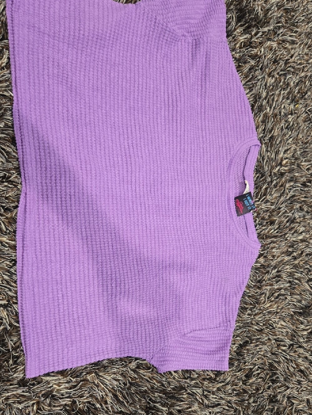 Zena Lilac Waffle-Knit Short Sleeve Tee